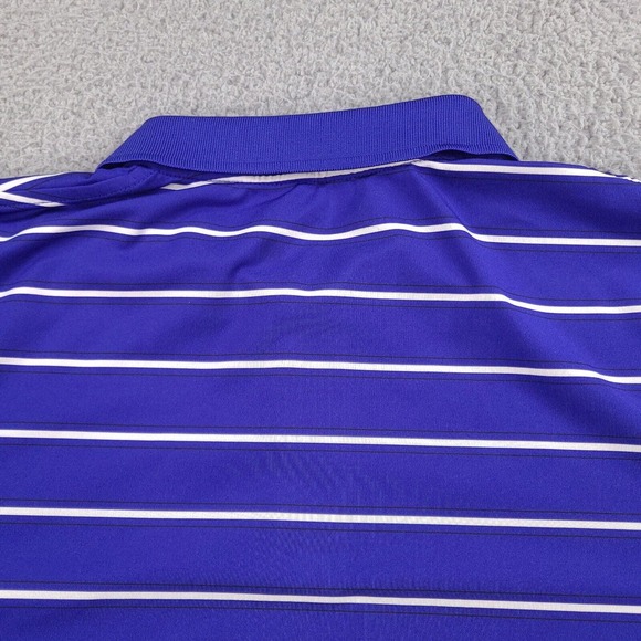Ralph Lauren RLX Polo Shirt Mens Large Blue Striped Golf Casual Logo - Picture 10 of 14